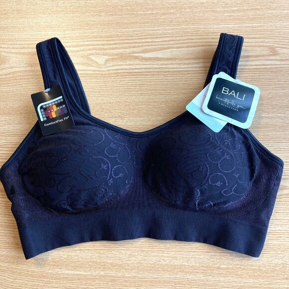 Bali Comfort Revolution Shaping Wireless Bra Medium M Black Swirl NWT - Picture 1 of 9